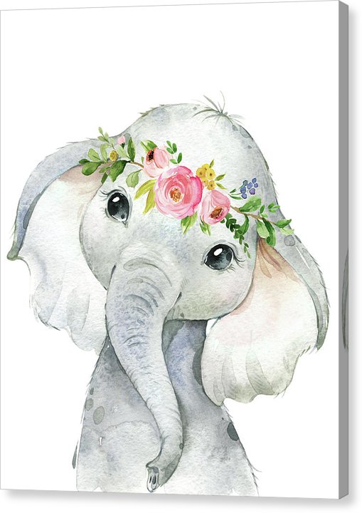 Boho Elephant - Watercolor Canvas Print