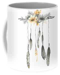 Boho Feathers Floral Branch - Mug