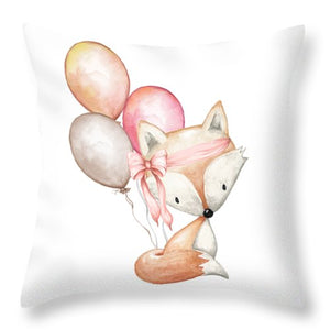 Boho Fox With Balloons Baby Girl Nursery Throw Pillow Woodland Decor