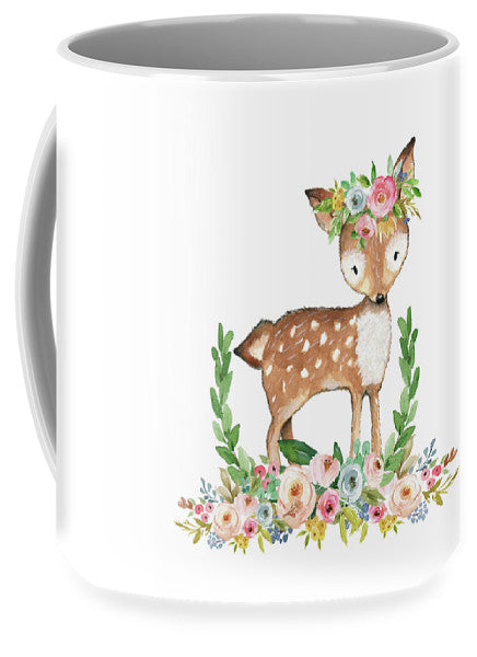 Boho Woodland Baby Nursery Deer Floral Watercolor - Mug