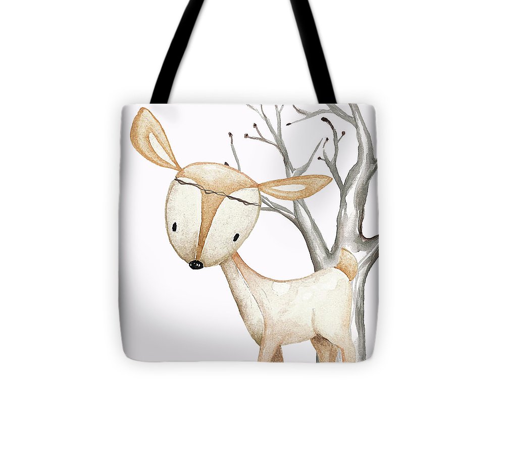 Boho Woodland Baby Nursery Deer Twine Watercolor - Tote Bag