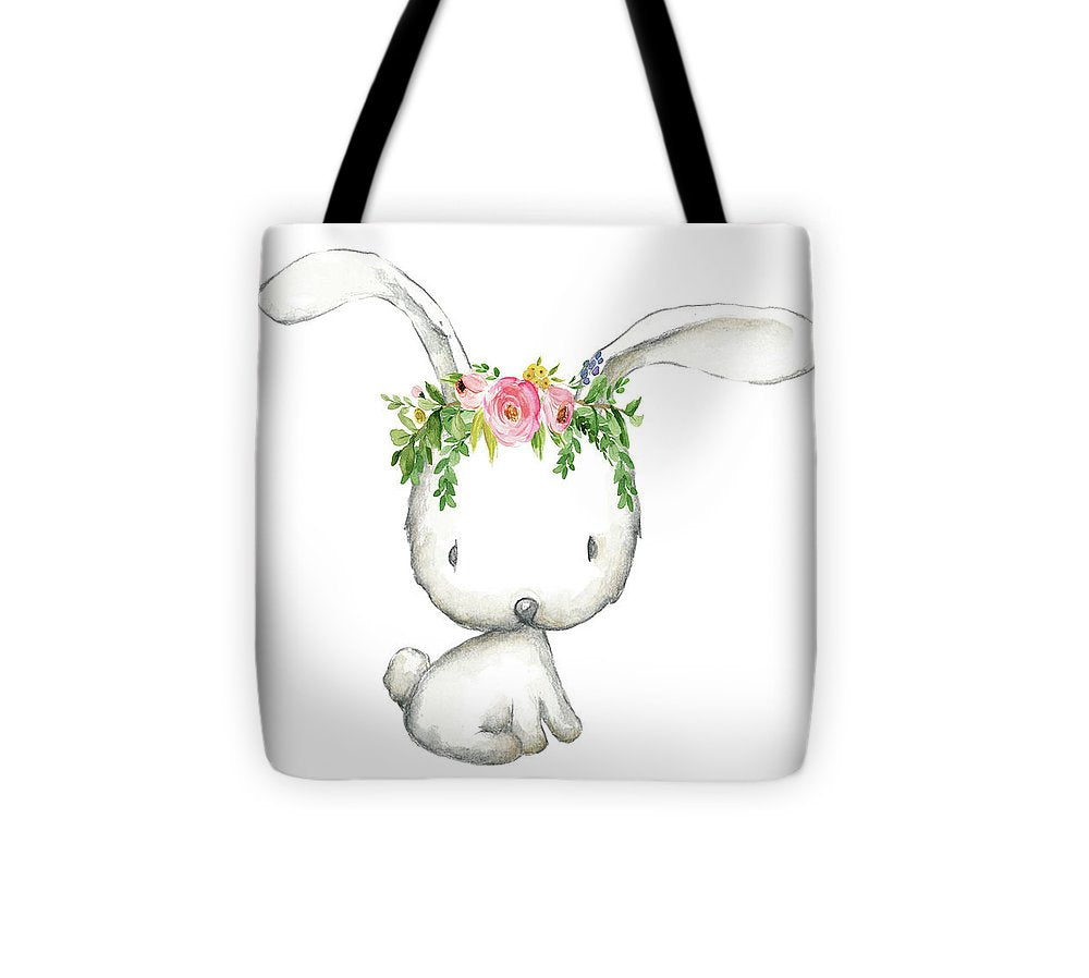 Boho Woodland Bunny Floral Watercolor - Tote Bag