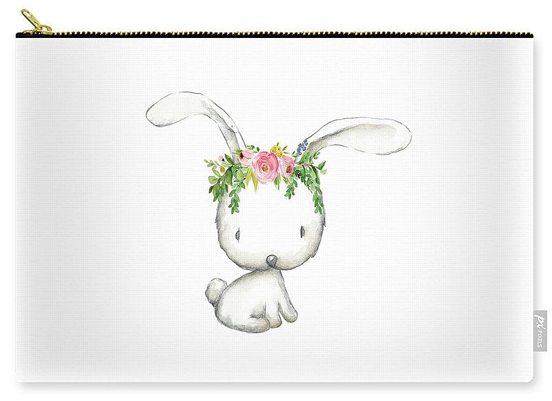 Boho Woodland Bunny Floral Watercolor - Carry-All Pouch
