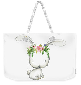 Boho Woodland Bunny Floral Watercolor Weekender Tote Bag Baby Girl Diaper Canvas