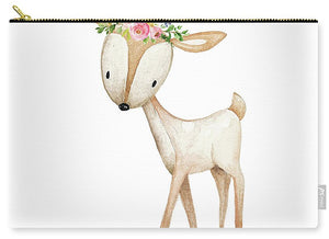 Boho Woodland Deer Watercolor Floral Decor - Carry-All Pouch