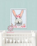Boho Bunny Rabbit Watercolor Woodland Printable Wall Art Nursery Home Decor Print