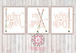 Gypsy Soul Free Spirit Wild Heart Set of 3 Boho Blush Tribal Arrow Nursery Baby Girl Room Printable Print Wall Decor