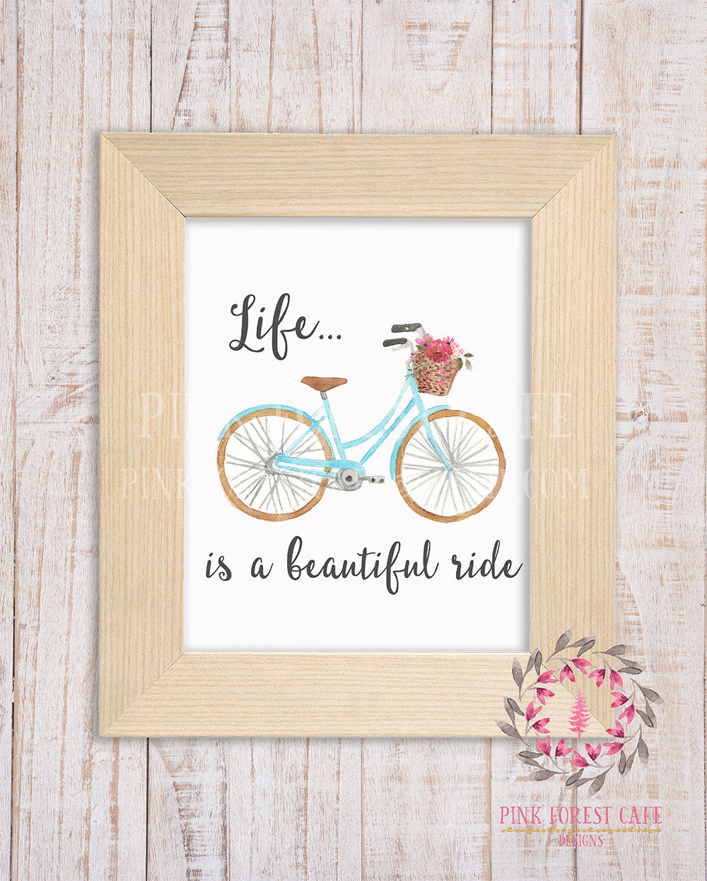 Bicycle Basket Bike Life Is Beautiful Wall Art Print Watercolor Printable Nursery Home Decor