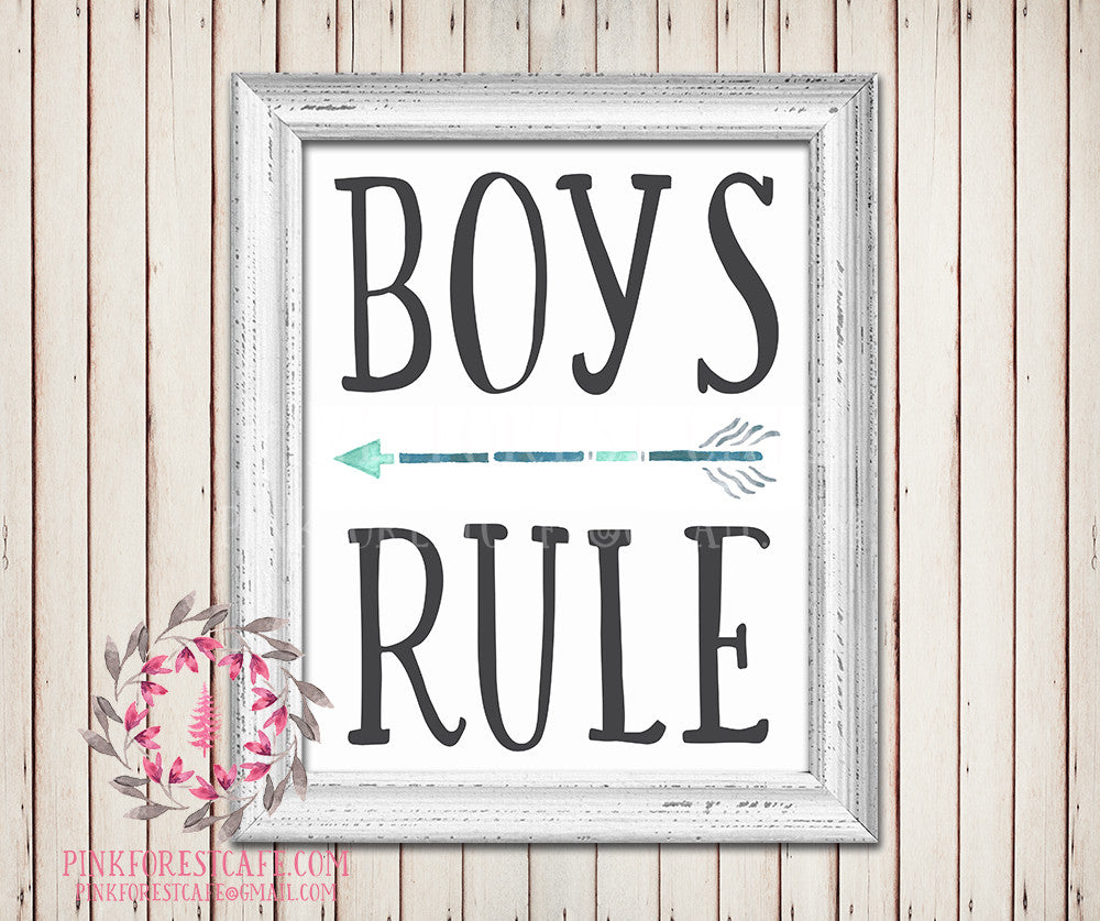 Boys Rule Arrow Watercolor Printable Wall Art Baby Boy Tribal Rustic W ...