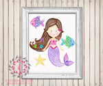 Mermaid Nautical Baby Girl Room Printable Wall Art Ocean Fish Nursery Home Decor