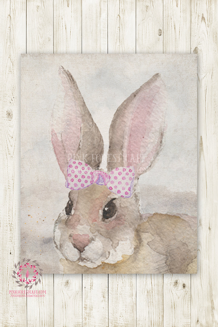 Ethereal Boho Bunny Rabbit Nursery Wall Art Print Baby Girl Room Watercolor Magical Printable Decor