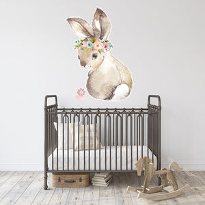 Boho Woodland Bunny Rabbit Wall Decal Sticker Baby Nursery Art Watercolor Decor