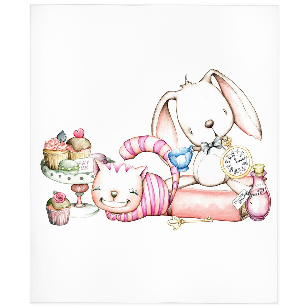 Baby Felt Mobile Alice in Wonderland/ Cheshire Cat / White Rabbit /  Flamingo / Alice/ Nursery / Musical / Chambre Bébé / 