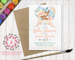Boho Woodland Deer Fawn Baby Bridal Shower Birthday Party Invitation Invite Floral Printable