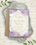 Geometric Purple Gold Wedding Invite Invitation Polygon Bridal Baby Shower Watercolor Save The Date Printable
