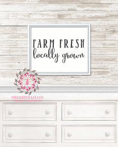 Farm Fresh Locally Grown Farmhouse Farm Printable Wall Art Print Baby Nursery Home Decor