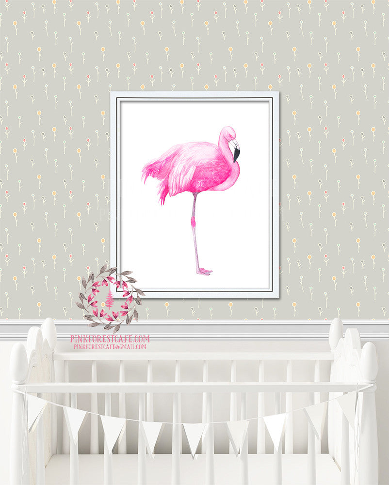Watercolor Flamingo Boho Printable Print Wall Art Baby Kids Nursery Home Office Decor