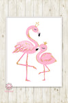 Pink Flamingo Baby Girl Nursery Wall Art Print Pink Gold Crown Ethereal Whimsical Bohemian Floral Minimalist Printable Decor