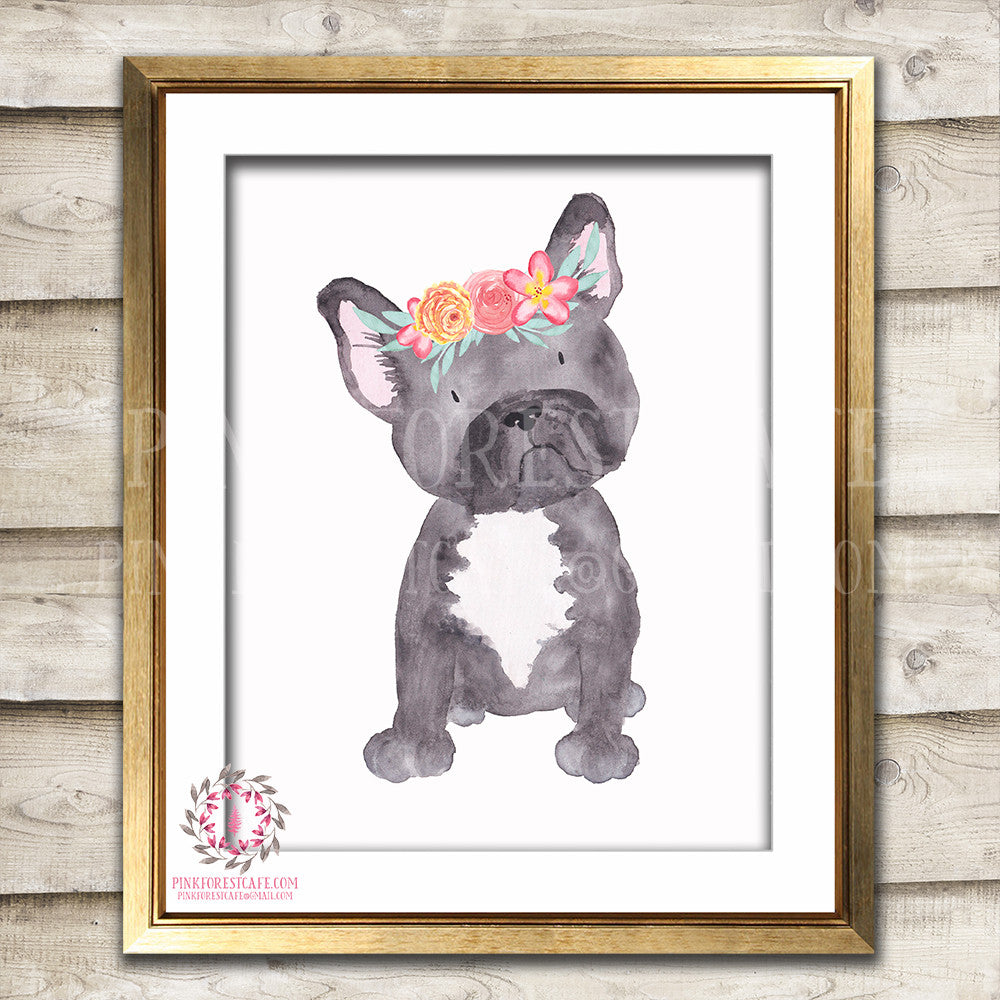 French Bulldog Frenchie Dog Boho Printable Print Wall Art Nursery Decor