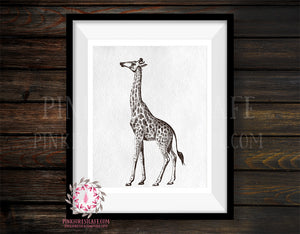 Giraffe Sketch ZOO Safari Nursery Kids Room Print Printable Wall Art Home Decor