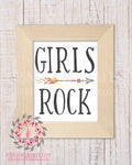 Girls Rock Boho Arrow Tribal Woodland Baby Girl Nursery Decor Wall Art Printable Print