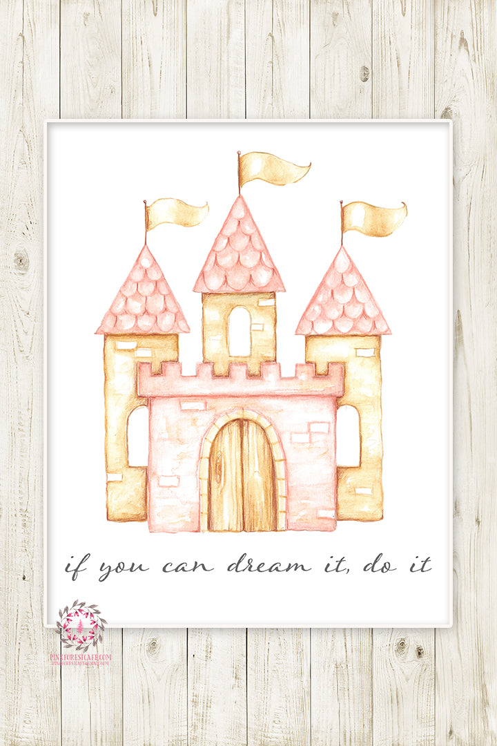 Boho Castle If You Can Dream It Do It Ethereal Nursery Wall Art Print Baby Girl Watercolor Printable Decor