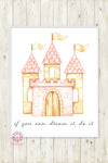 Boho Castle If You Can Dream It Do It Ethereal Nursery Wall Art Print Baby Girl Watercolor Printable Decor