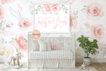 Personalized Custom Calligraphy Baby Girl Name Wall Art Print Boho Blush Peony Watercolor Baby Nursery Printable Decor