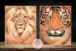 2 ZOO Lion Tiger Safari Nursery Wall Art Print Kids Baby Room Playroom Set Lot Prints Printable Decor
