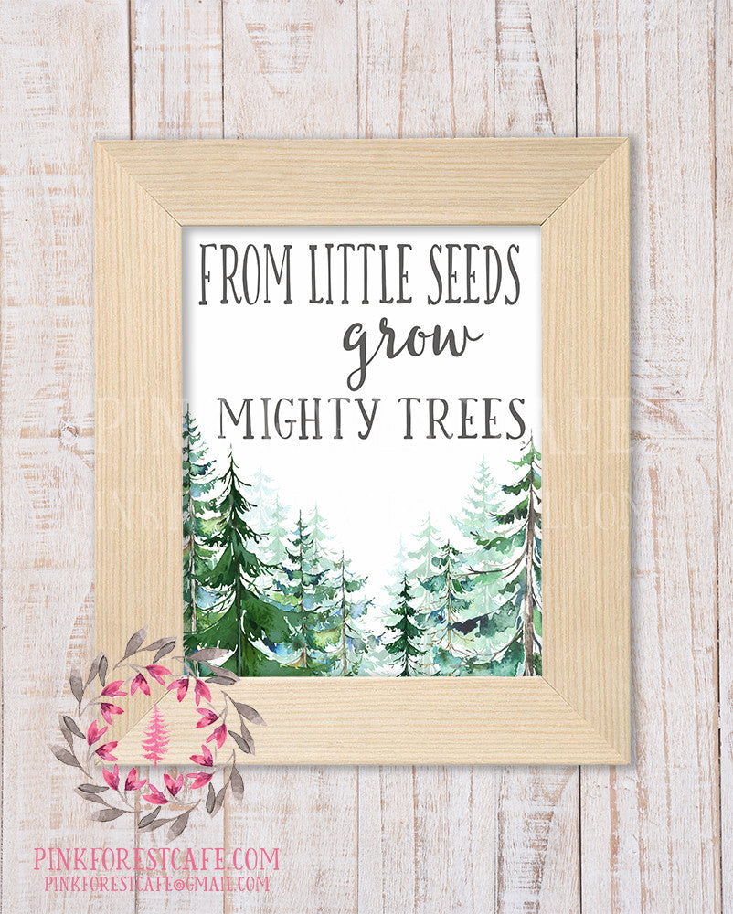 From Little Seeds Grow Mighty Trees Woodland Nursery Decor Wall Art Watercolor Printable Print