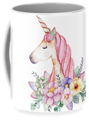 Magical Watercolor Unicorn Boho Floral- Coffee Cup Mug