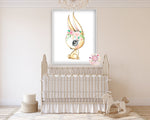 Exclusive Boho Woodland Bunny Rabbit Wall Art Print Watercolor Baby Girl Nursery Printable Decor