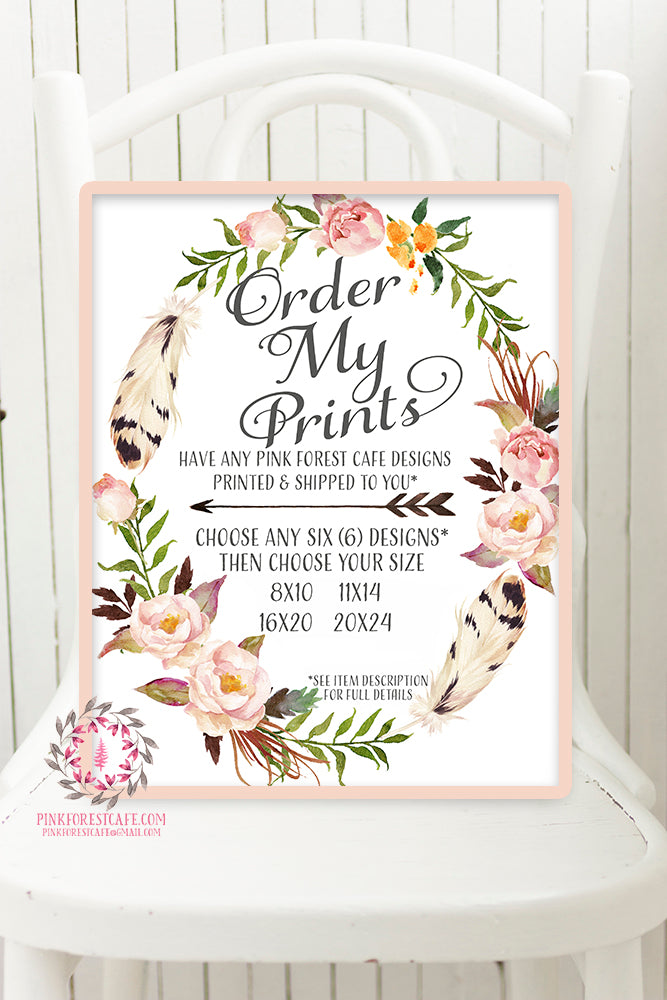 Order My Print - Pink Forest Cafe - 6 (Six) Prints - 6 Designs Printed and Shipped