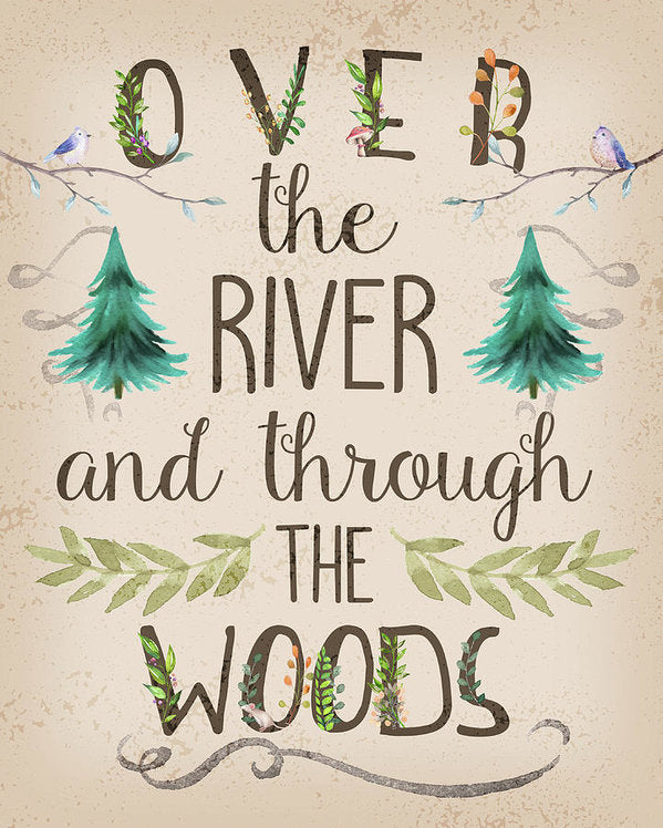 Over The River And Through The Woods Woodland Wall Art Print Baby Nursery Home Cabin Decor