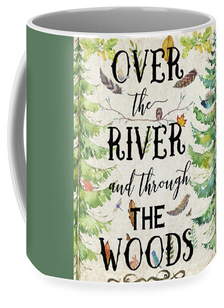 Over The River And Through The Woods Woodland Feathers Owl Dragonfly Print Coffee Cup Mug