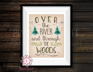 Over The River And Through The Woods Woodland Rustic Printable Wall Art Nursery Decor Print