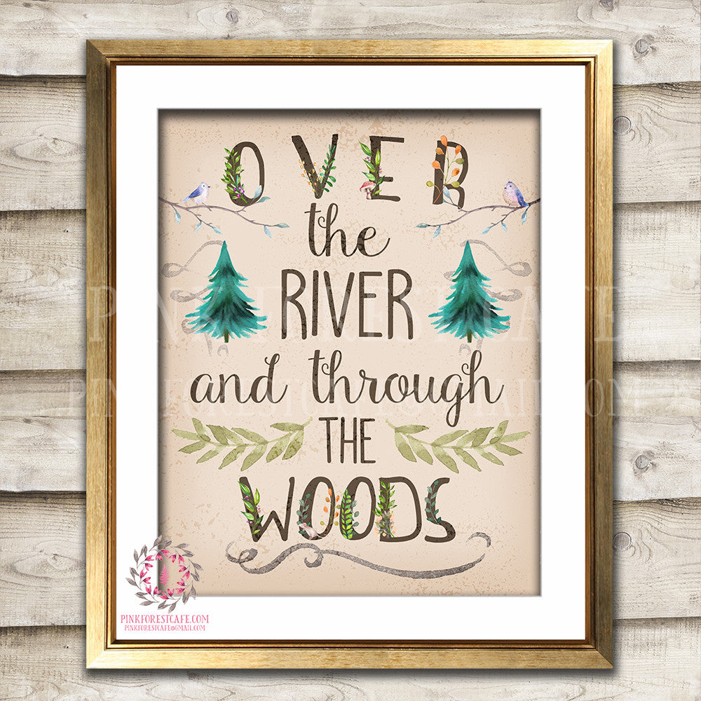 Over The River And Through The Woods Wall Art Print Woodland Rustic Nursery Printable Decor