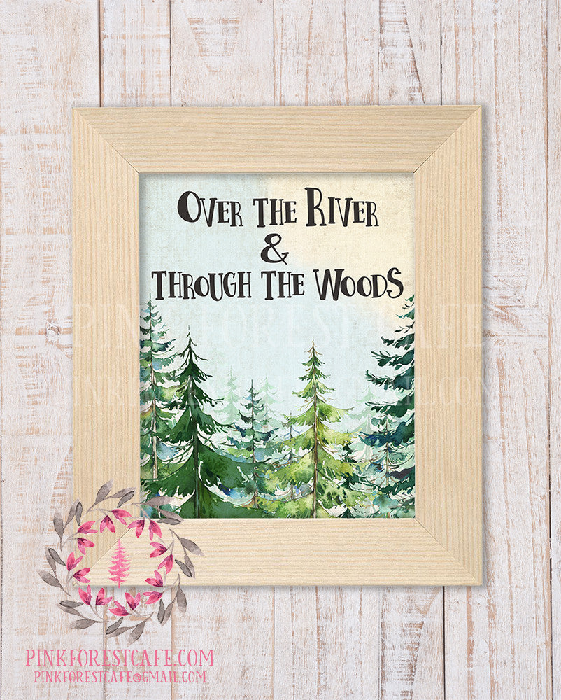 Over The River and Through The Woods Woodland Nursery Decor Wall Art Watercolor Printable Print
