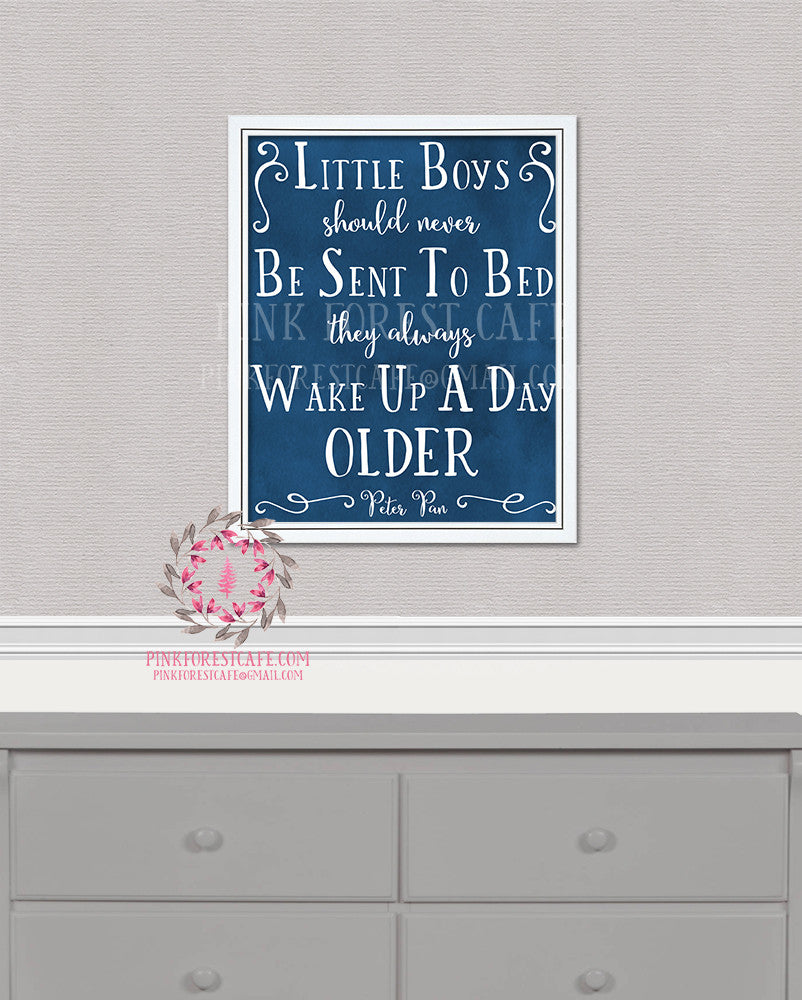 Peter Pan Neverland Little Boys Should Never Be Sent To Bed Quote Printable Wall Art Print Baby Boy Nursery Home Decor