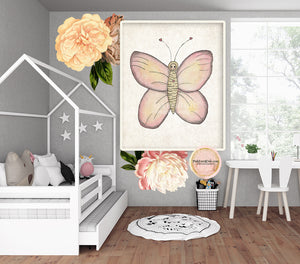 Boho Butterfly Wall Art Print Watercolor Baby Nursery Woodland Exclusive Printable Decor