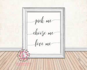 Pick Me Choose Me Love Me Meredith Grey's Anatomy Printable Print Wall Art Poster Home Decor