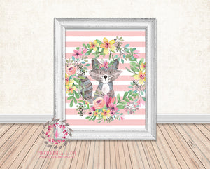 Boho Raccoon Woodland Printable Print Wall Art Watercolor Baby Nursery Decor