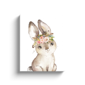 Boho Feather Bunny Rabbit Wall Art Print Baby Nursery 11x14" Canvas