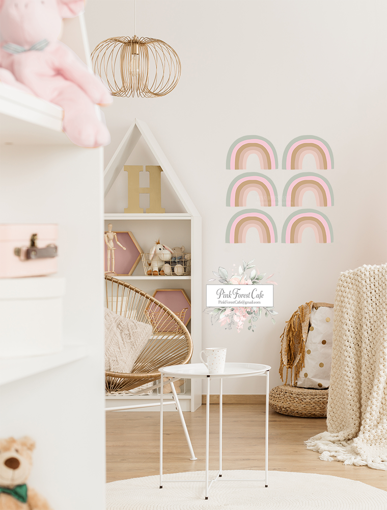 6 Rainbow Wall Decal Stickers Baby Boy Girl Gender Neutral Nursery Art ...