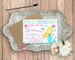 Mermaid Theme Girls Birthday Party Baby Bridal Shower Printable Invitation Invite