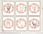 6 Deer Bunny Bear Fox Shabby Chic Wall Art Print Nursery Woodland Boho Ethereal Baby Girl Room Set Lot Prints Printable Home Decor
