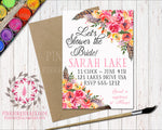 Boho Feathers Baby Bridal Shower Birthday Party Wedding Printable Invitation Invite Announcement