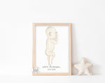 Boho Baby Newborn Birth Stats Wall Art Print Fetus Stats Watercolor Nursery Printable Décor