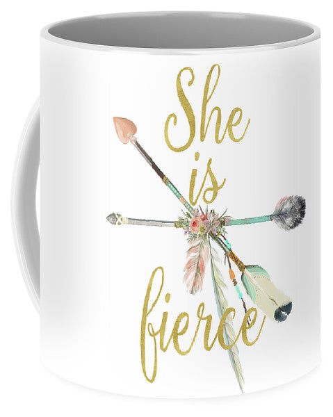 She Is Fierce Boho Tribal Gold Blush Arrow Print Coffee Cup Mug