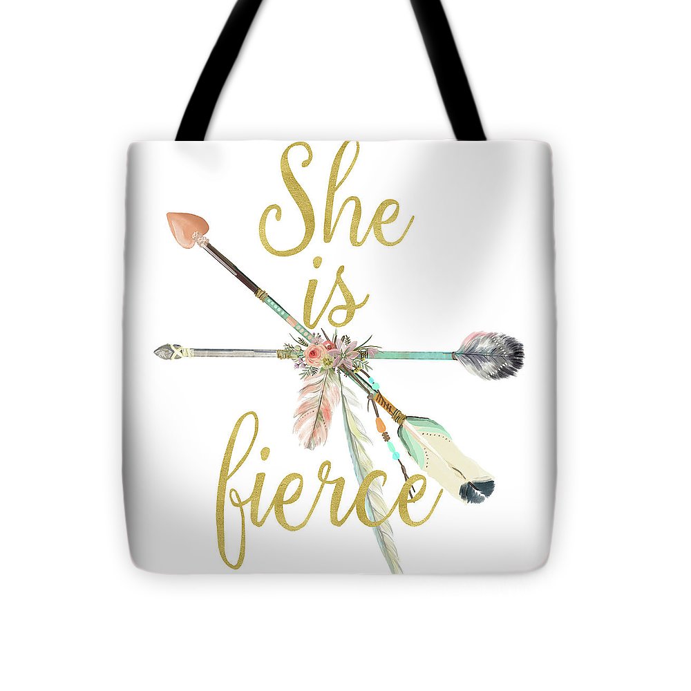 She Is Fierce Boho Tribal Gold Blush Arrow Print Tote Bag Shower Gift Diaper Tote
